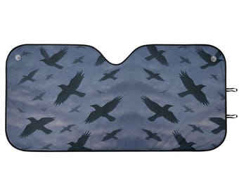 Raven Sky Car Sunshade, Goth Windshield Sunshade, Gothic Car Decor, Car Accessories Witchy