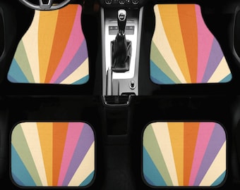 Retro Sun Ray Car Mats, 70s Car Floor Mats, Colorful Car Mats, Sun Ray Car Floor Mat Cute, Floor Mats for Car, Car Matts