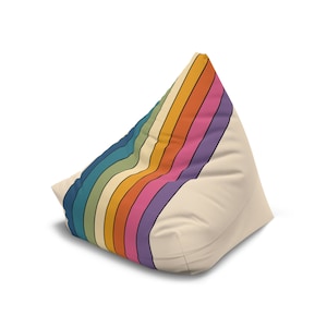 レトロなレインボーストライプのビーンバッグカバー、カラフルなビーンバッグチェアカバー、ボヘミアンスタイルのホームデコレーション、美しいホームギフト、リビングルーム家具
