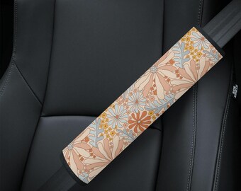 Boho Floral Car Seat Belt Cover, Cute Seat Belt Cover, Cottagecore Seat Belt Pad, Car Gift for Her
