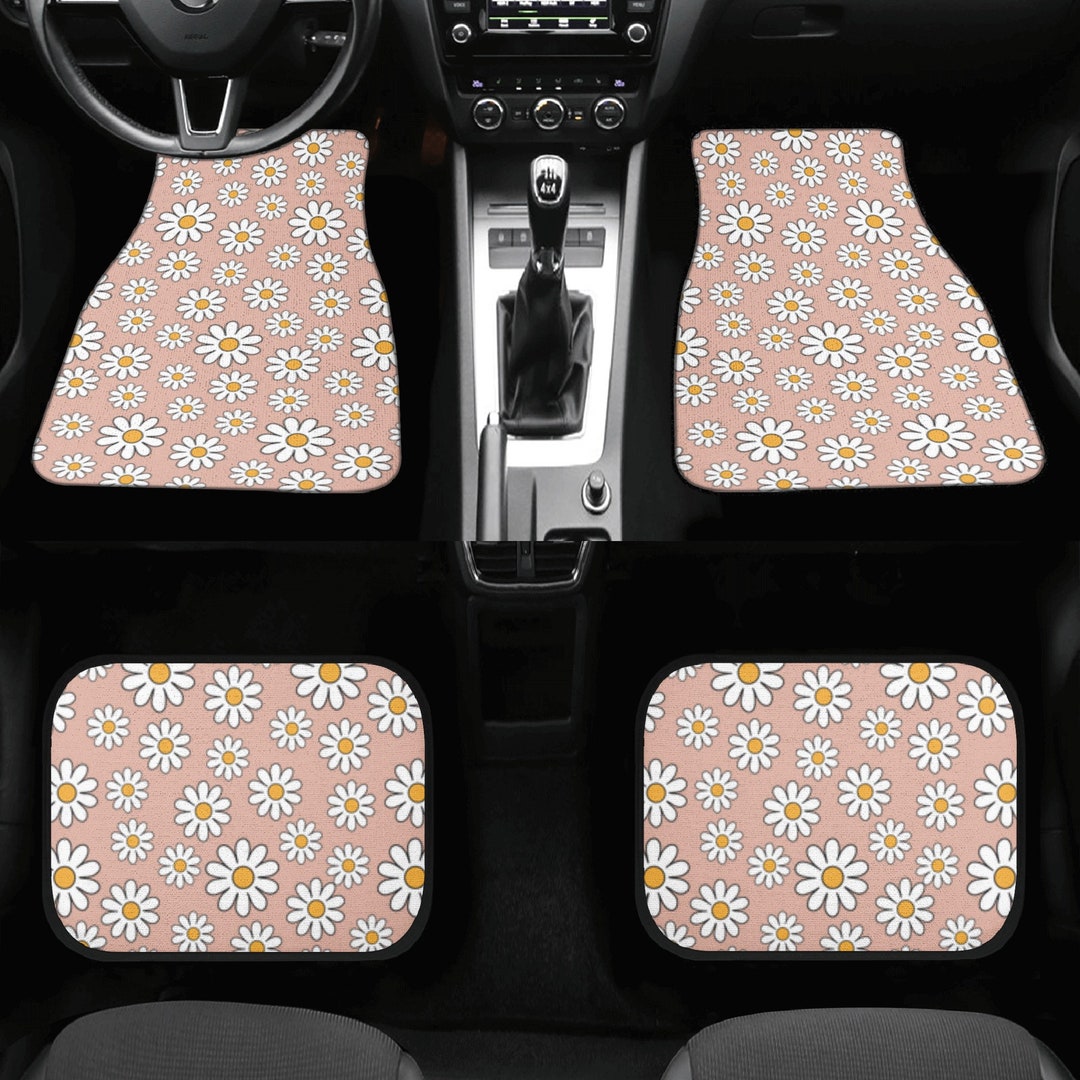 Pink Daisy Car Mats Retro Floral Car Floor Mats Pink Car Etsy