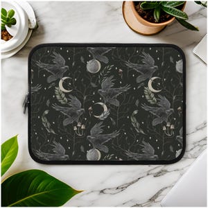 Lunar Raven Laptop Sleeve Padded Dark Academia Laptop Case Witchy MacBook Case Computer Case iPad Sleeve Tablet Laptop Travel Case Neoprene