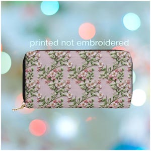 Hawthorn Birthflower Wallet for Women Birth Flower Gift May Birth Month Flower Gift for Her Vegan Leather PU Zipper Wallet Faux Embroidery 5
