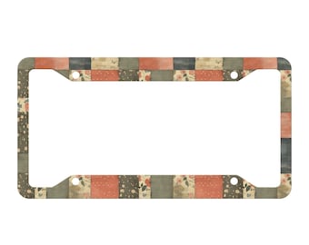 Rosa Patchwork-Nummernschildrahmen, Nummernschildrahmen, Autoschildrahmen, Autodekor-niedliches Autozubehör