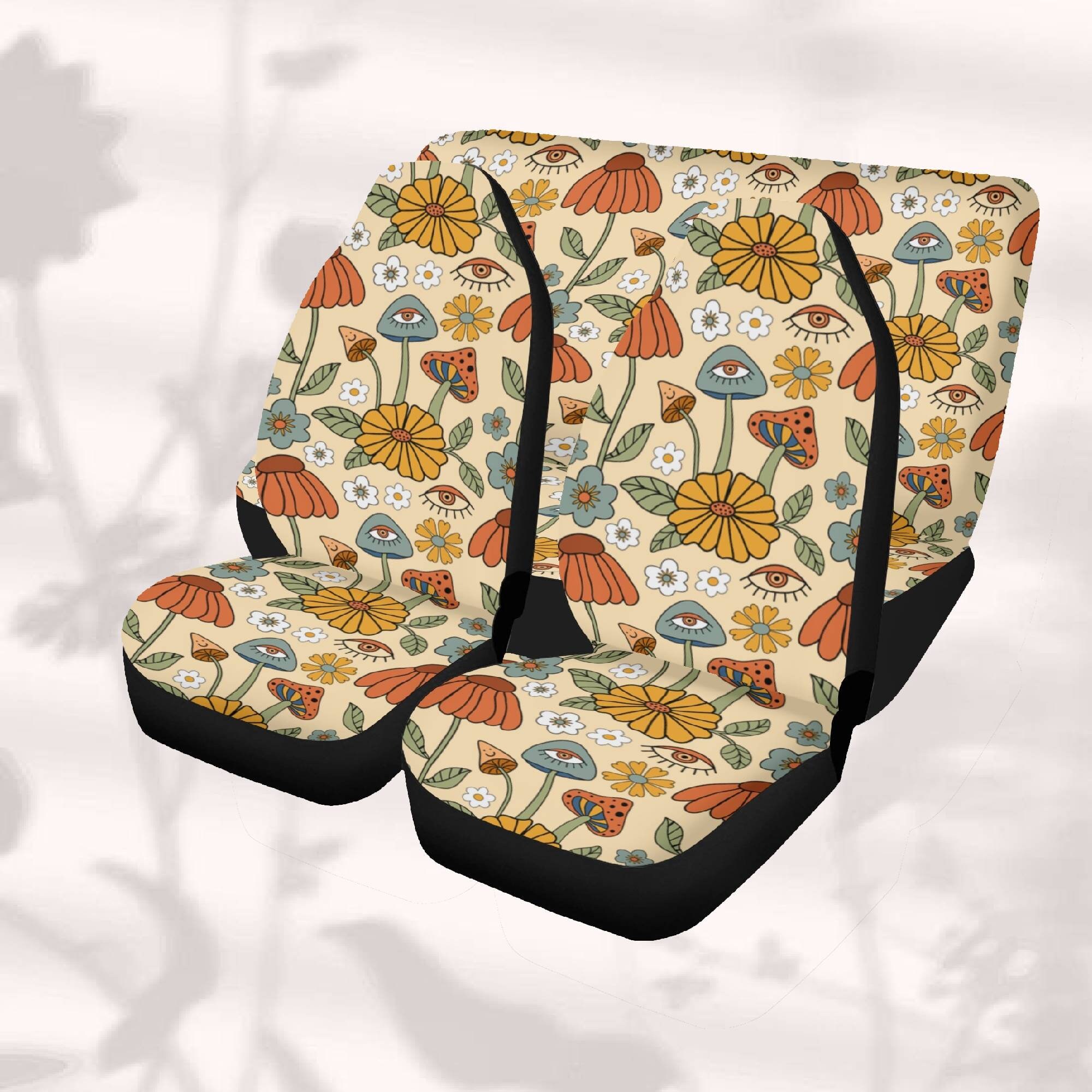 Retro Mushroom Car Seat Cover Full Set Boho Witchy Seat Cover Etsy