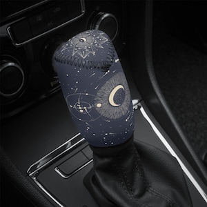 Boho Celestial Shift Knob Cover Boho Moon Car Shifter Gear Cover Cute Shifter Knob Cover Car Gift for Her Mystical Car Decor