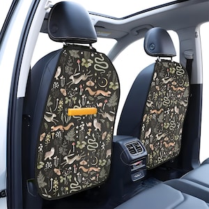 Organizador para el asiento trasero del coche con diseño de Bosque Encantado, protector impermeable para el asiento trasero, decoración interior de vehículos estilo Cottagecore, paquete de 2 unidades.