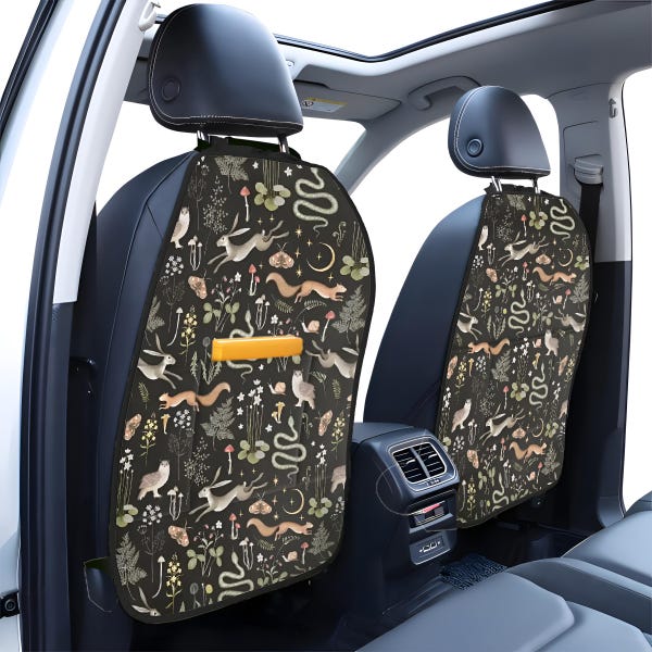 Organizador para el asiento trasero del coche con diseño de Bosque Encantado, protector impermeable para el asiento trasero, decoración interior de vehículos estilo Cottagecore, paquete de 2 unidades.