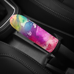 Rainbow Splashes Handbrake Cover for Car, Cute Handbrake Cover, Car Interior Decor Cute, Car Decor for Women, Aesthetic Car Decor, Car Gift