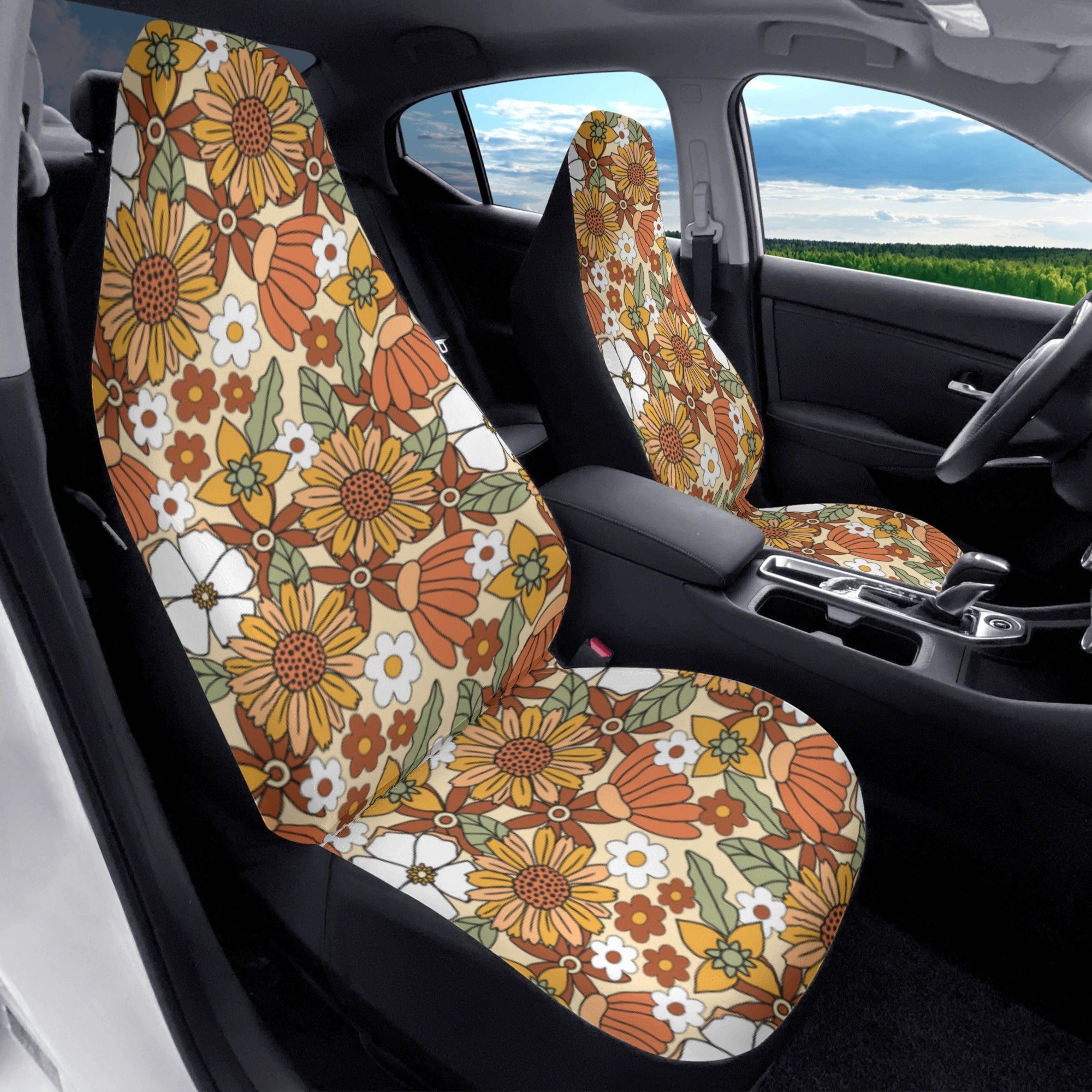 2PCS Car Seat Cushion Luxury Plush Seat Covers for Front Car Seat  Bottom+Backrest,Seat Cushion Protector Universal Warm in Winter Works with  Sedan SUV