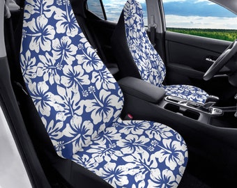 Hibiscus Car Seat Cover for Vehicle Full Set Hawaiian, Aloha Seat Cover for Women, Floral Seat Covers for Car Blue, Coconut Girl Aesthetics