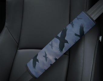 Raven Sky Car Seat Belt Cover, Goth Belt Cover, Row Gift, Gothic Car Accessories