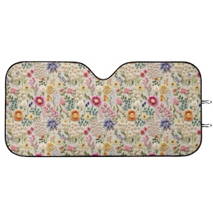 Zomerbloem bloei zonnescherm voor auto, bloemen zonnescherm voorruit, zonneklep voor voorruit, namaakborduurwerk, Cottagecore-decor