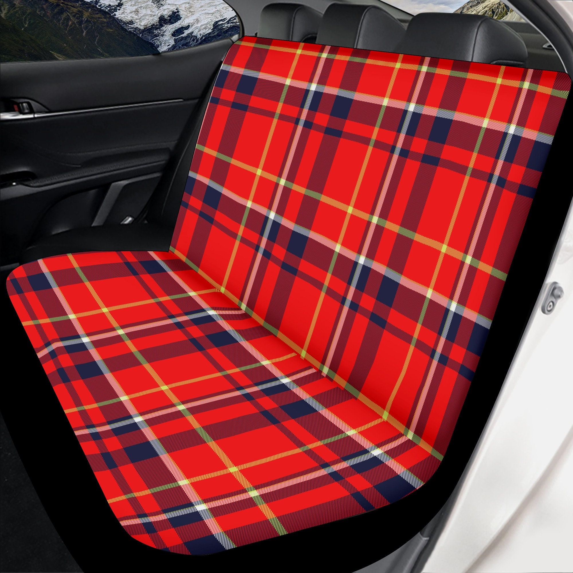 Tapis De Sol Voiture Imprimé Tartan Écossais Bleu - Set Complet Pour SUV, Camion, Voiture - Antidérapant