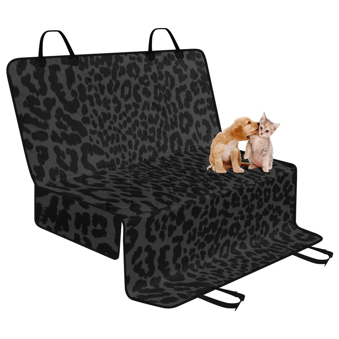 Leopard Pet Seat Cover for Car, Charcoal Black Animal Print Car Bench ...