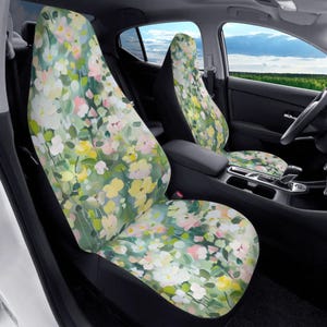 Floral Car Seat Covers: Green Spring Painting, Full Set
