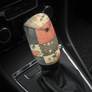 Patchwork Pink Car Gear Shift Cover, Boho Shift Knob Cover, Car Shifter Gear Cover, Shifter Knob Cover, Cute Car Accessories