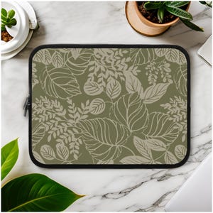 Funda para computadora portátil Boho Sage, acolchada, con hojas verdes, para MacBook, funda para computadora, funda para iPad, funda para tableta y portátil, funda de viaje de neopreno, regalo para ella