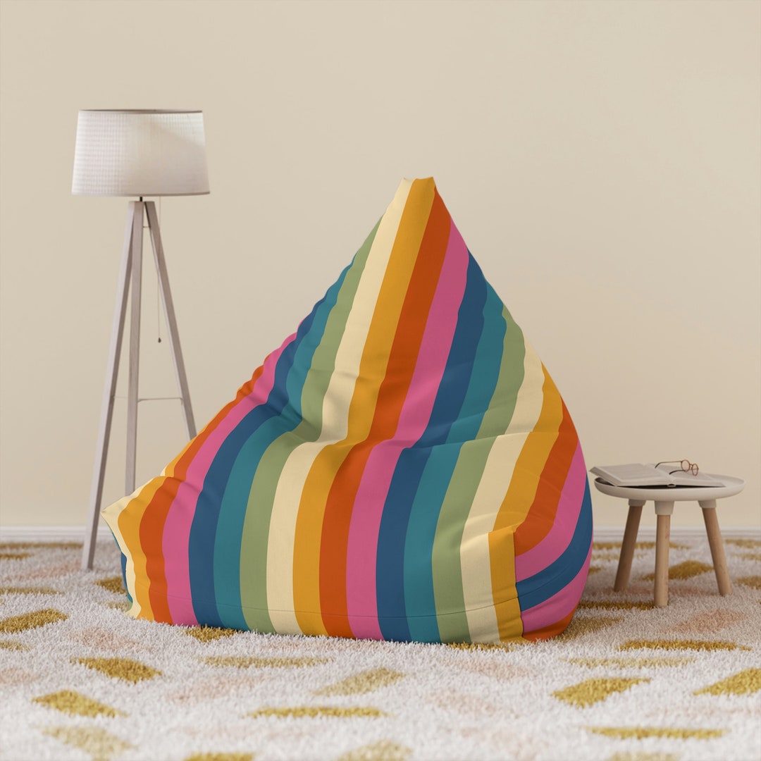 Rainbow Bean Bag Cover Stripes Bean Bag Chair Cover Retro Etsy