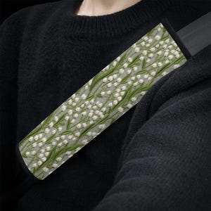Copricintura di sicurezza Lily of the Valley, Copricintura di sicurezza Cottagecore Verde, Copricintura di sicurezza per auto Boho Floral Sage, Regalo per auto, Ricamo finto