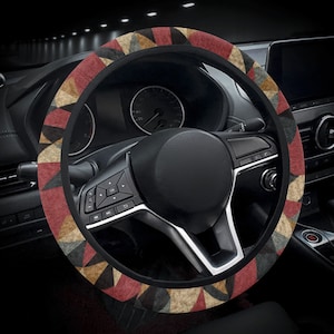 Boho Ethnic Car Steering Wheel Cover for Women, Earthy Color Car Steering Wheel Cover Cute, Brown Car Wheel Cover Boho, Aesthetic Car Decor