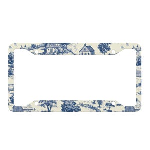 Toile Village License Plate Frame Cute Number Plate Frames French Country Car Decor Unique Car Gift For Her