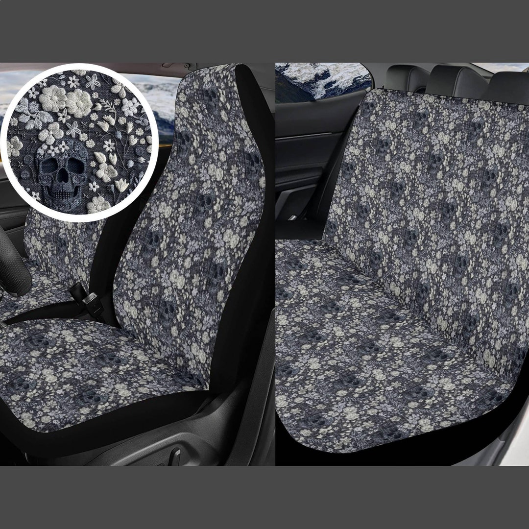 Floral Skull Car Seat Cover for Vehicle Full Set Faux Etsy