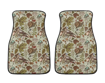 Alfombrilla de coche con diseño de bosque encantado, con flores bohemias, bonitas alfombrillas para mujer, decoración de coche con estética cottagecore, regalo para ella