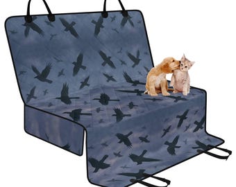 Raven Sky Pet Seat Cover for Car, Goth Dog Car Seat Covers for Vehicles, Gothic Car Accessories Witchy, Raven Car Decor Witchy