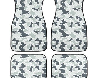 Monochrome Camo Car Floor Mats, Car Mats, Car Decor Cute Car Accessories