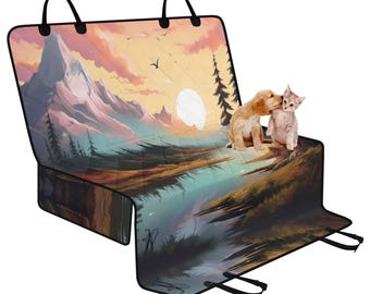 Mountain Lake Pet Seat Cover for Car, Dog Car Seat Covers for Vehicles, Landscape Car Accessories Boho, Cute Car Decor Anime
