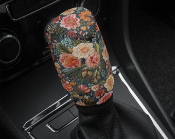 Copri pomello del cambio Boho Garden per donna Copri pomello del cambio floreale Carino Boho Cottagecore Decorazione per auto Regalo Ricamo finto Non ricamato