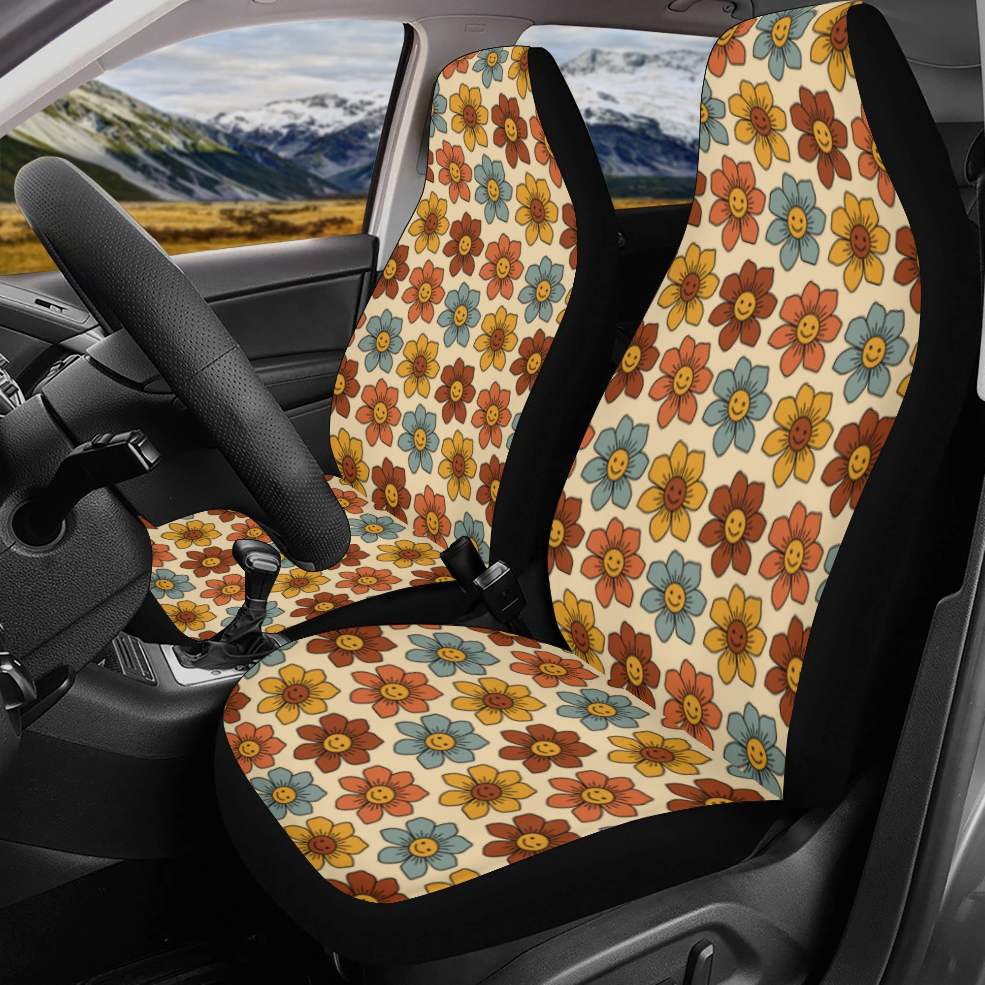 Smiley Flower Seat Cover for Car
