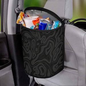 Bolsa de basura para coche Topography, bote de basura de carbón con tapa, impermeable y a prueba de fugas, accesorio estético, regalo para coche. imagen 3