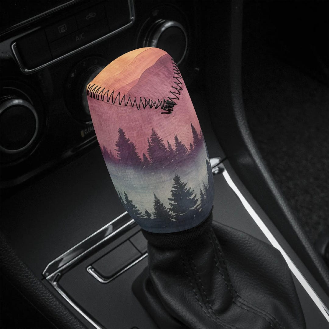 Pine Forest Sunset Shift Knob Cover Boho Landscape Art Shifter Gear ...