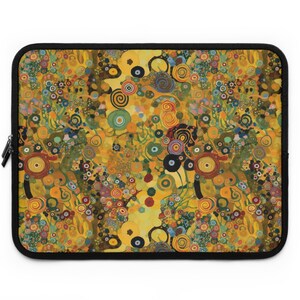 Klimt Flowers Laptop Sleeve, Abstract Floral Padded Computer Case, The Kiss Inspired image 5