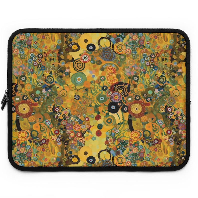 Klimt Flowers Laptop Sleeve, Abstract Floral Padded Computer Case, The Kiss Inspired image 5