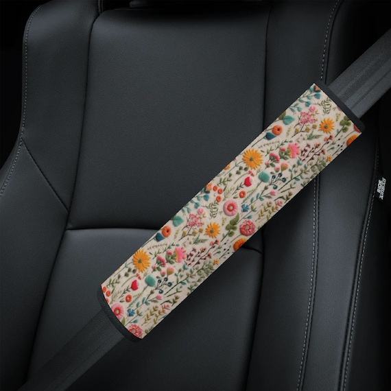 Tiny Wildflowers Seat Belt Cover Boho Floral Seatbelt Cover for Car Cute Seat Belt Pad Cottagecore Car Gift for Her Faux Embroidery Etsy