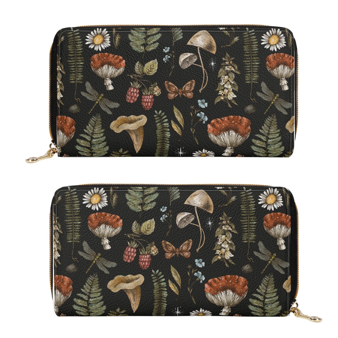 Cottagecore Mushroom Wallet for Women, Dark Academia Zipper Wallet ...