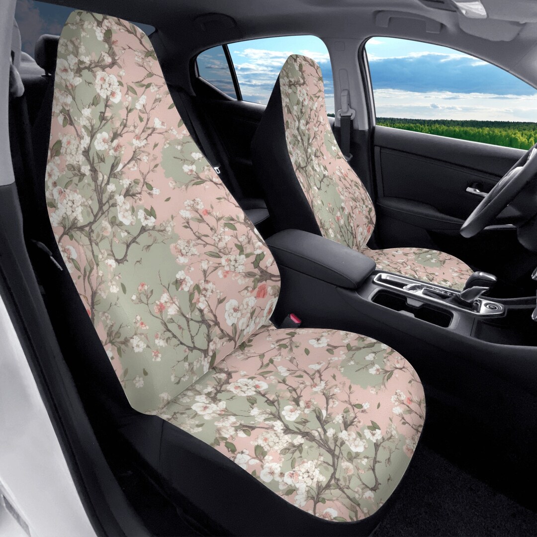 Sakura Sky Car Seat Cover Full Set, Pink & Green Seat Cover for