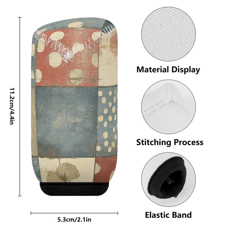 Patchwork Blue Car Gear Shift Cover, Shift Knob Cover, Boho Car Shifter Gear Cover, Shifter Knob Cover, Cute Car Accessories image 3