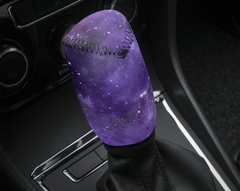 Copri pomello del cambio viola a forma di galassia, grazioso copri pomello del cambio per auto celeste, decorazione per interni auto con cielo stellato, regalo per auto nuova