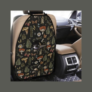Cottagecore Mushroom Car Kick Mat Waterproof Backseat Organizer