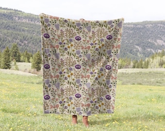 Lavendel Blumen Fleece Decke: Cottagecore Frühlingsdecke
