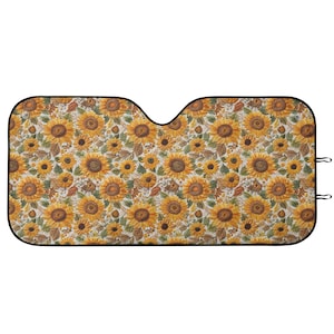 Sunflower Meadow Car Sunshade: Floral Cottagecore Windshield Visor