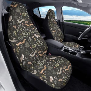 Verzauberter Wald Sitzbezug für Fahrzeug Full Set, Cottageore Sitzbezug für Frauen, Witchy Sitzbezüge für Auto Schwarz, Car-Cover für Sitze