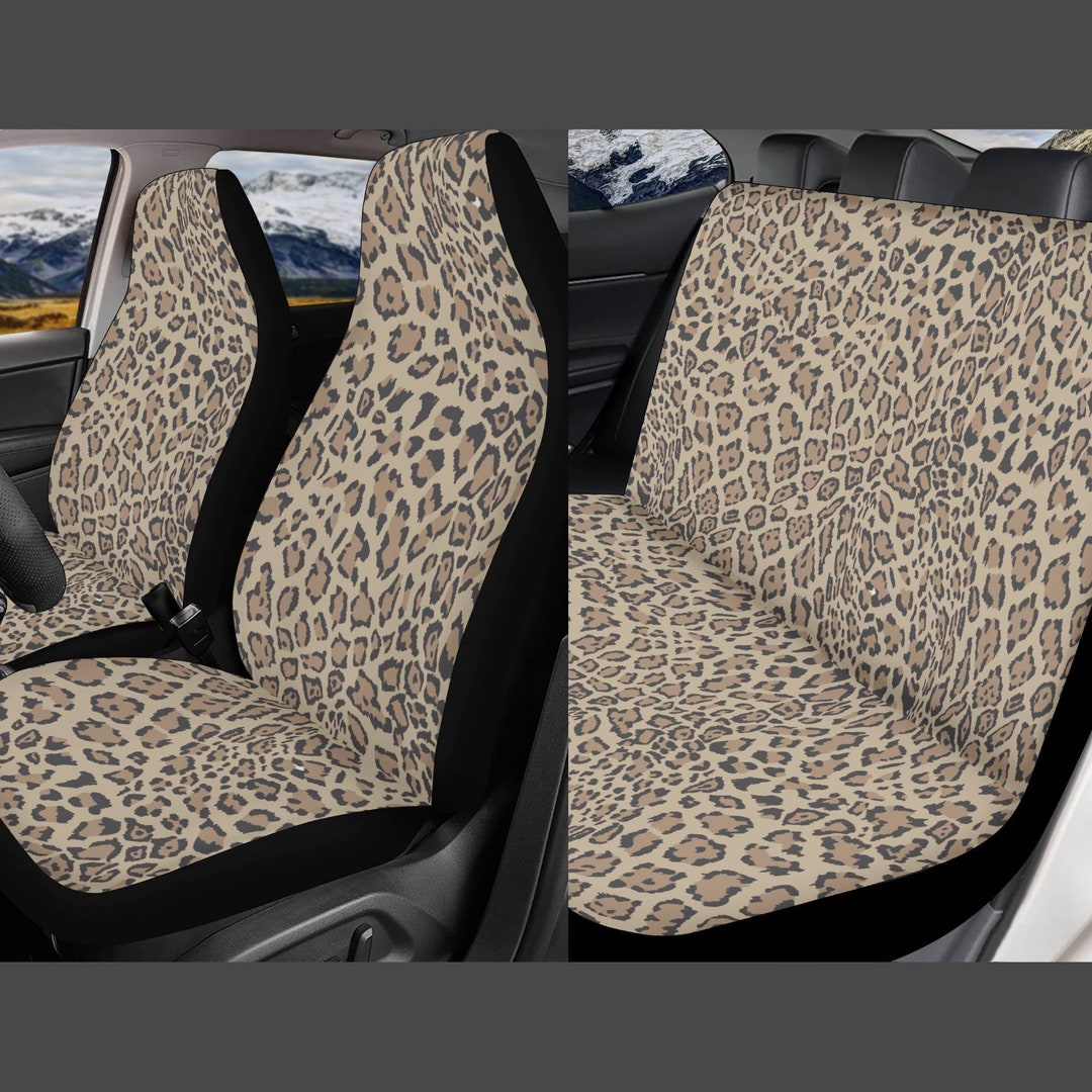 Leopard Print Car Seat Cover Full Set Beige Seat Covers for Etsy