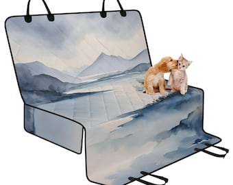 Seaside Landscape Art Pet Seat Cover for Car, Dog Car Seat Covers for Vehicles, Blue Car Accessories Boho, Cute Car Decor Minimalist