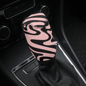 Retro Pink Shift Knob Cover Black, Groovy Swirl Car Shifter Gear Cover, Cute Car Interior Decor, Fun Shifter Knob Cover, Car Gift for Her