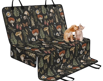 Cottagecore Mushroom Dog Seat Cover, Black Back Seat Cover, Pet Seat Cover for Car, Seat Protector for Kids, Dog Hammock, Car Gift Dog Mom